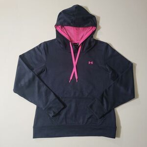 Under Armour® Women's Black Long Sleeve Pink Mesh Lined Hoodie